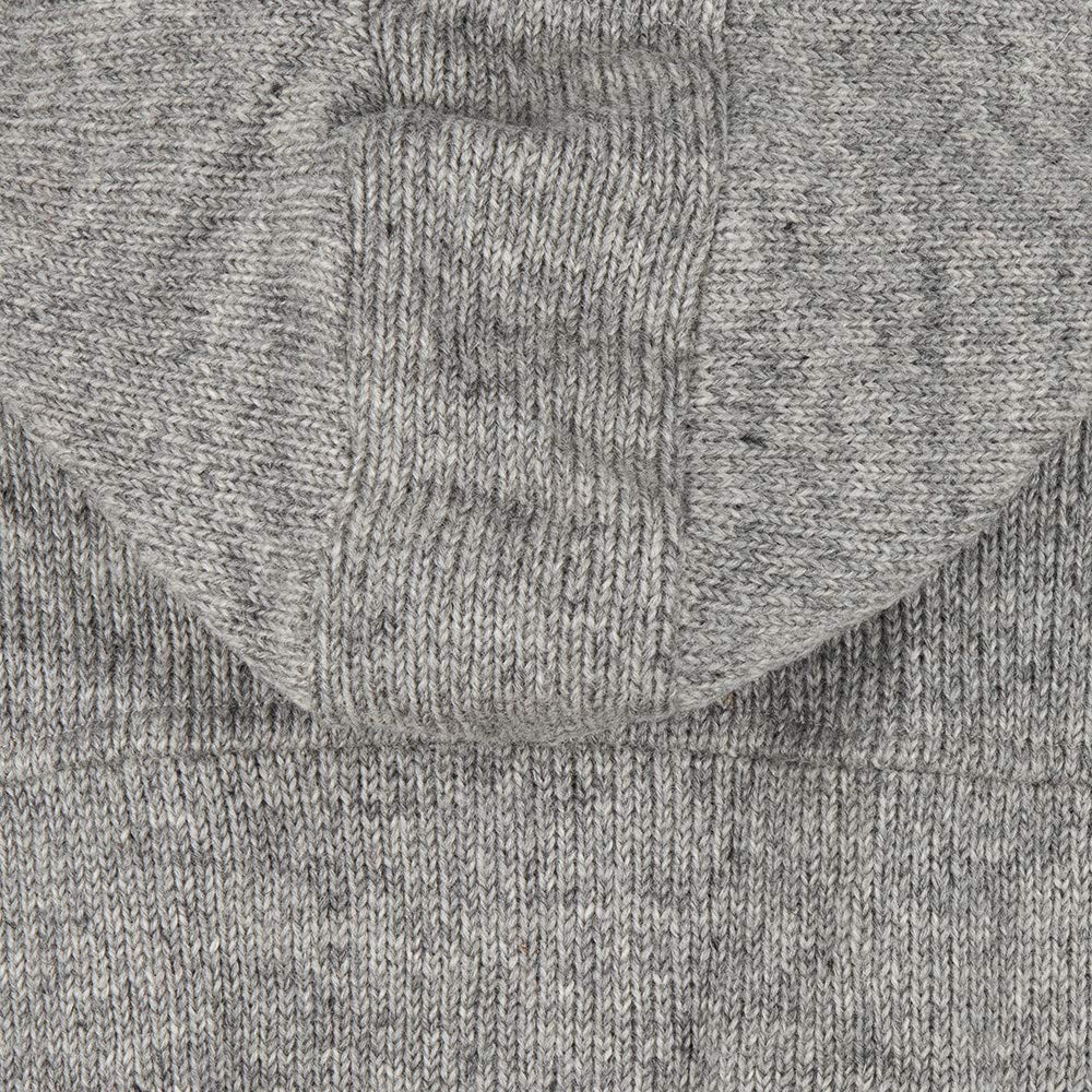 SHAKALOHA - Unifarbene Strickjacke Wolljacke mit Kapuze für Herren - Navigator in grau - im fairen Wettbewerb in Nepal hergestellte Wolljacke mit fleecegefütterter Kapuze