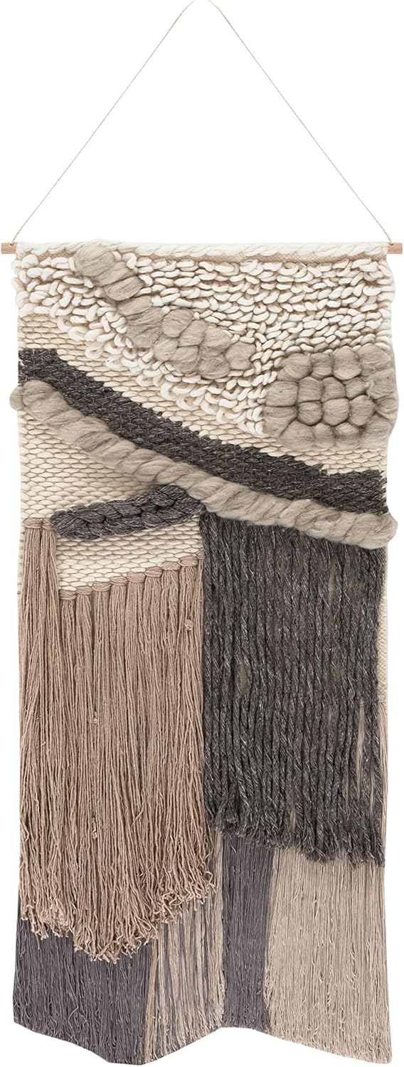 SAFAVIEH Home Collection Sedona Ghazal Boho Tribal Ivory/Grey Wool Woven Tapestry Hanging Wall Art