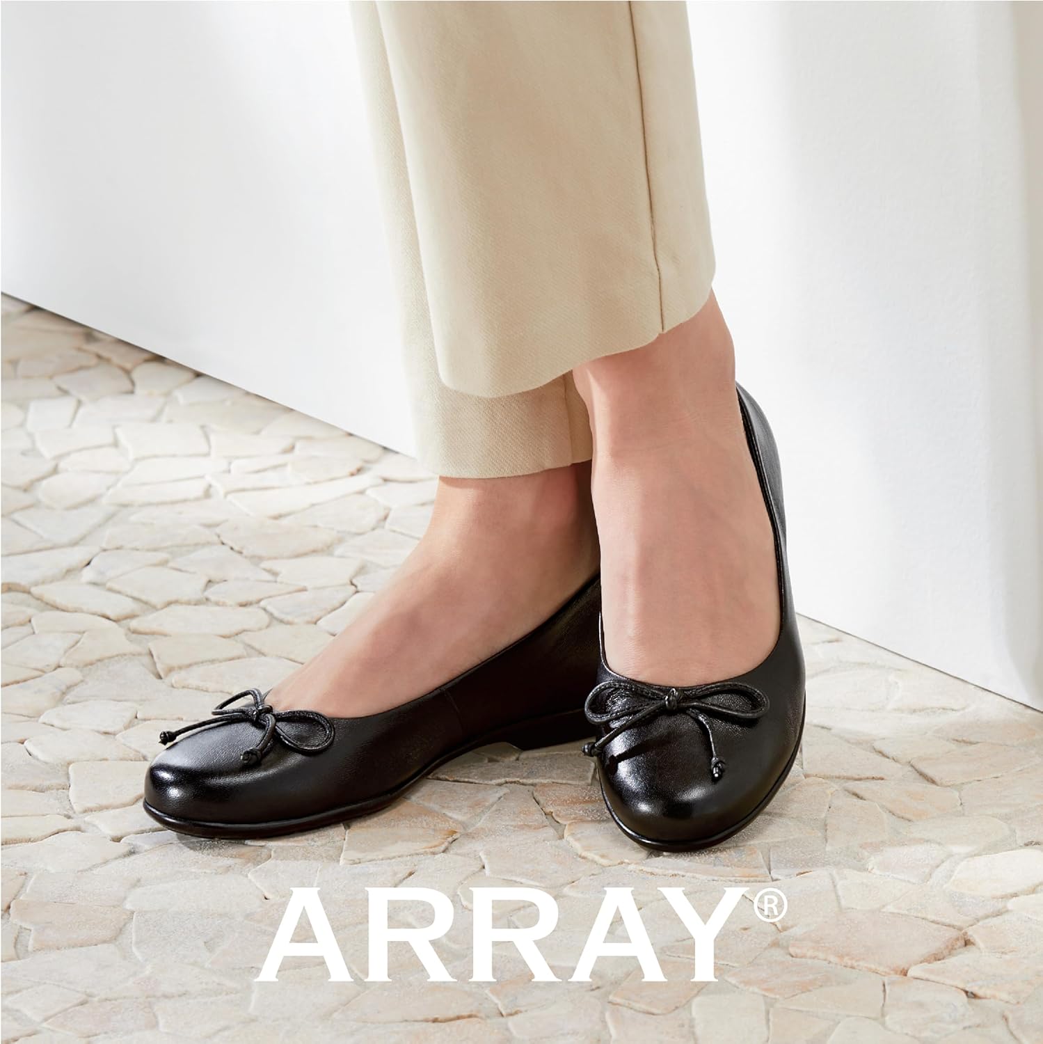 ARRAY Women's Farrah Leather Flat with Bow Detail