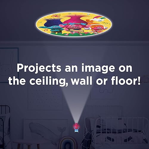 Miniatura 2 de Projectables Trolls World Tour - Luz nocturna LED, enchufable, del atardecer al amanecer, con certificación UL, imagen de amapola, rama y DJ Suki en