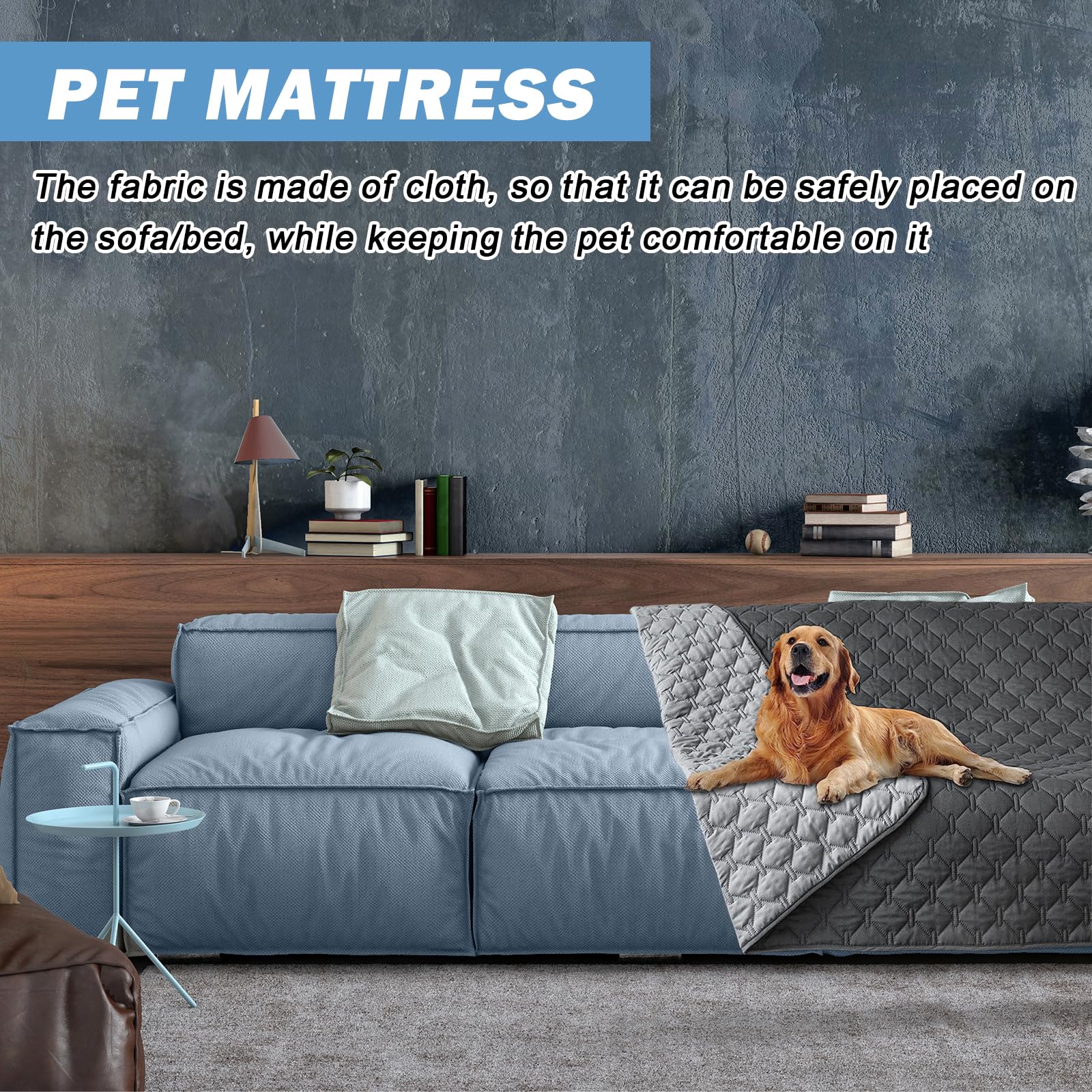 Wasserdichte Hundedecke 180x75 Cm – Rutschfeste Schutzdecke Für Sofa & Bett, Reversibel & Kratzfest (Dunkelgrau)