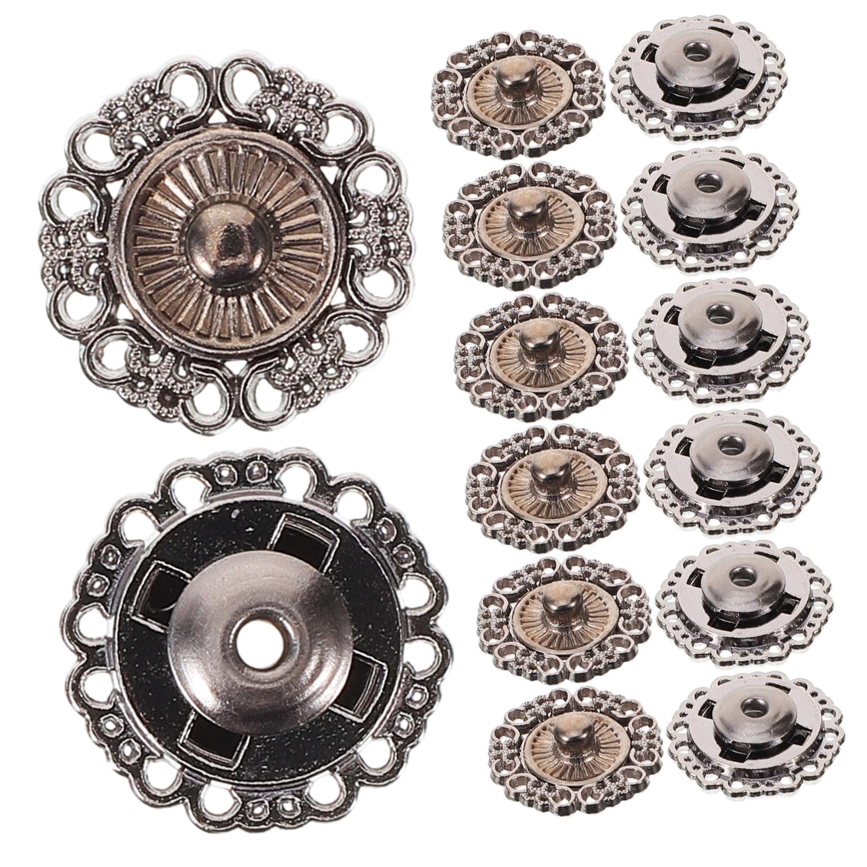 Lurrose 125piezas Botones Presión Metálicos Para Ropa Accesorios Versátiles Broches De Snap Para Abrigos Bolsos y Calzado Duraderos y Fáciles De Instalar