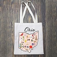 Vista 3 de BLUPARK Ohio State Map Tote Bag Ohio Souvenir Gift Ohio Travel Shopping Bag Ohio Lovers Gift
