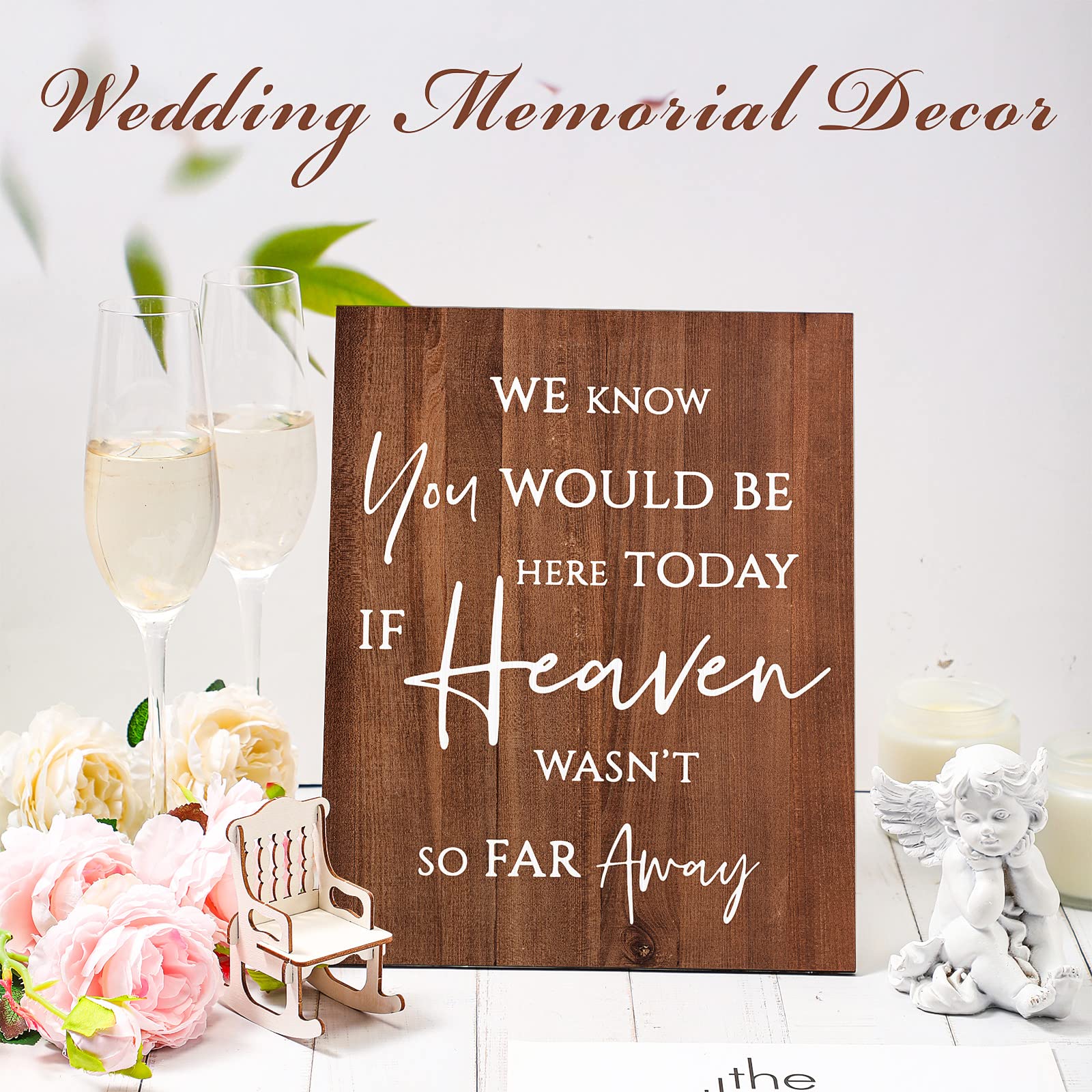 Gedenktischschild Für Hochzeit – Acryl, Herzform, 12,7x12,7 Cm, Aufschrift Für Verstorbene Angehörige, Inkl. UV-Druck