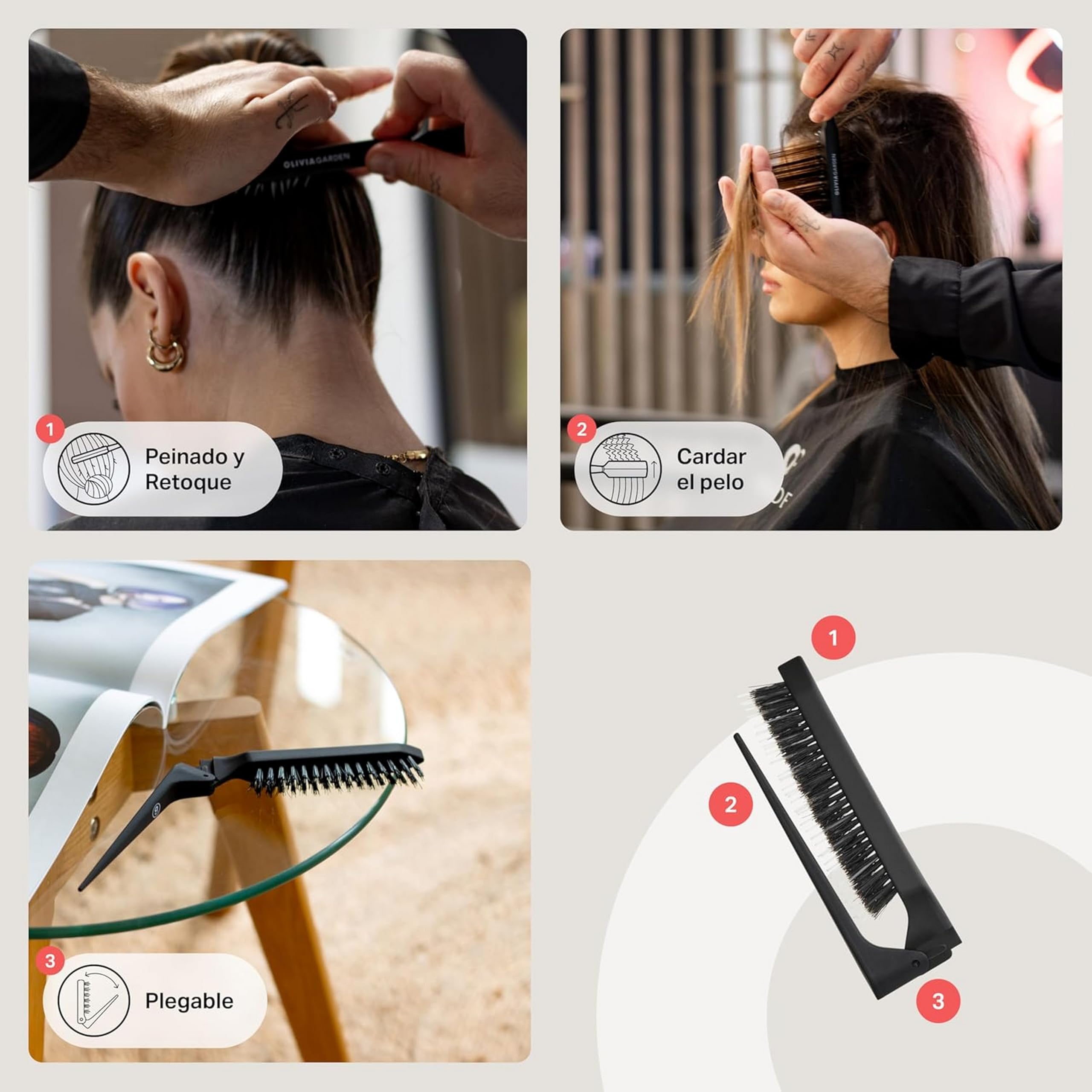 Olivia Garden Expert Style Up Brush con cerdas de jabalí y sintéticas - Negro mate - Para peinados, peinados y volumen creativos, mejora el brillo y reduce la rotura