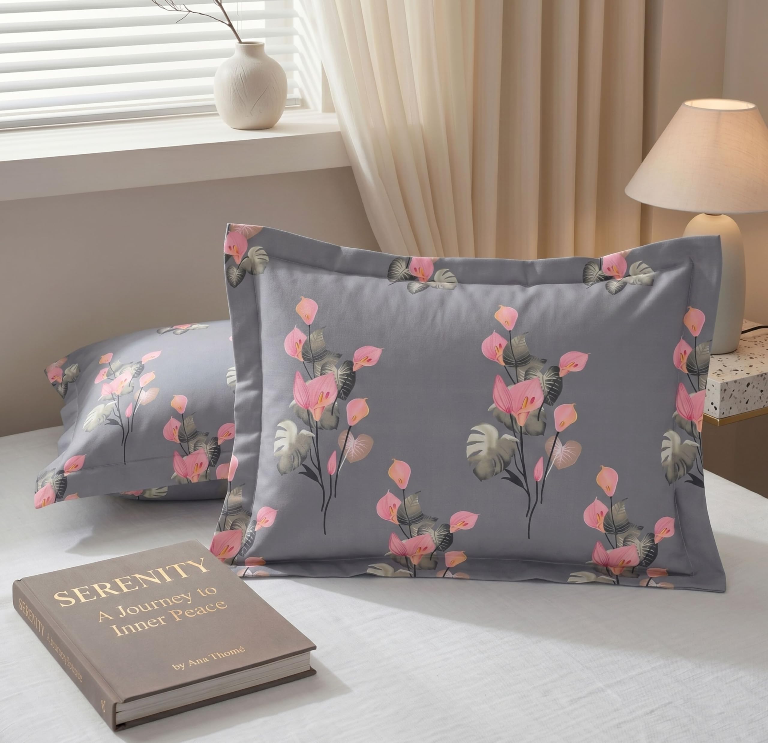 BSB HOME Cotton Pillow Covers Pack of 2, 210 TC Soft Breathable Hypoallergenic Pillow Cases, Fade Resistant Bed Pillow Covers, 17 x 27 Inches (43 x 69 cm) (Dove Grey)