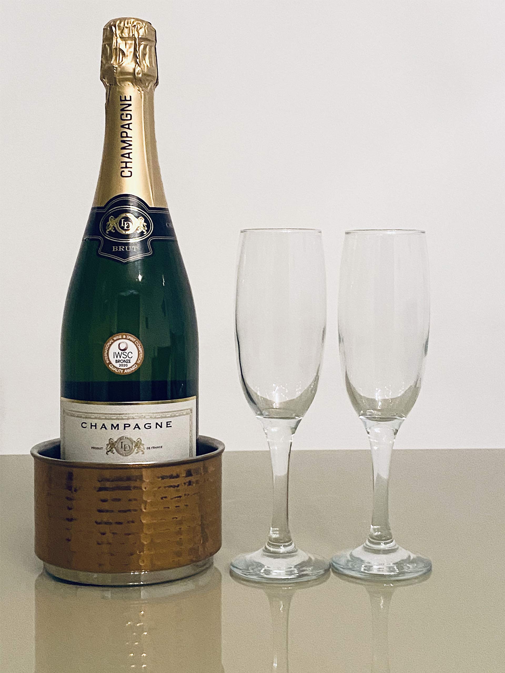 Coaster for Wine or Champagne Bottle – Gold Copper and Stainless Steel – Table Decor or Bar Accessory – Perfect Housewarming/Wedding Gift for Wine Lovers