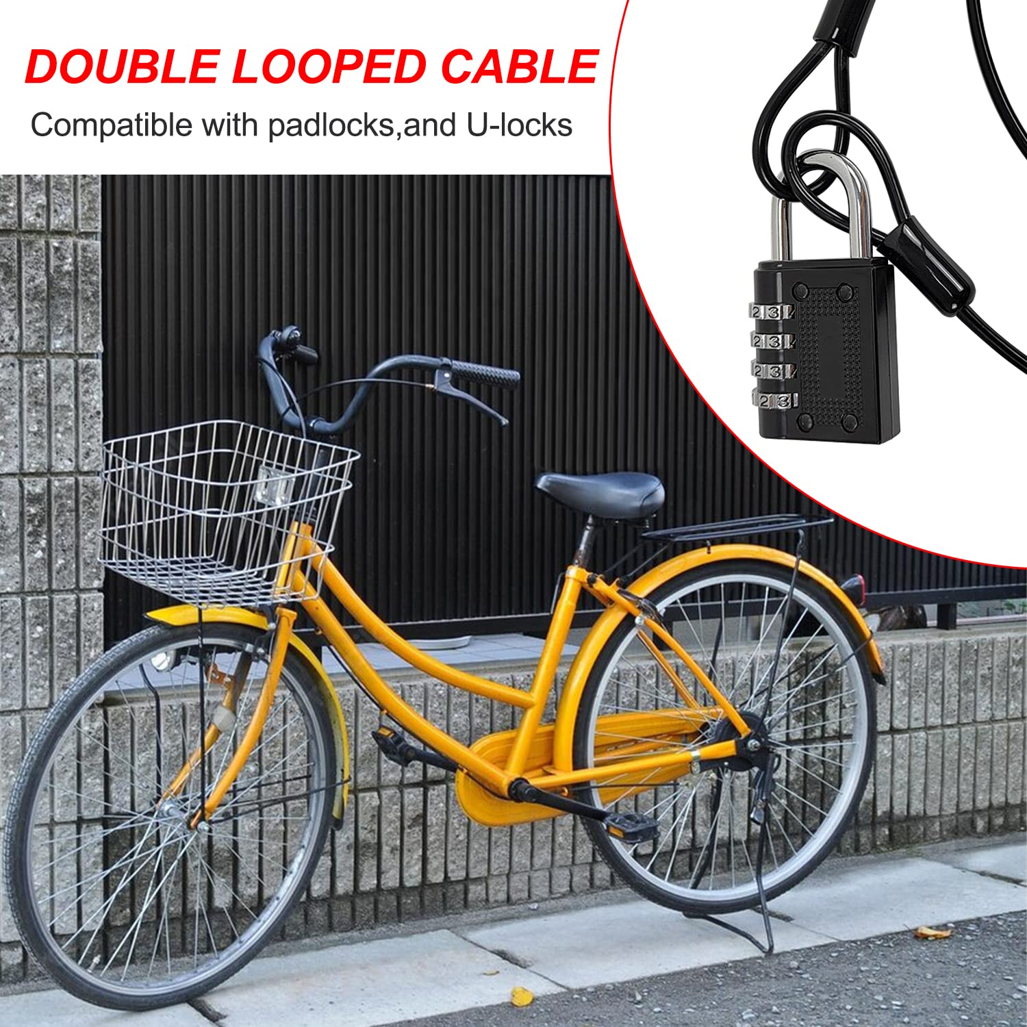 Produktbild von 2 Kabelschlösser Mit Zahlencode - 150cm 4mm Sicherungskabel Für Fahrrad
