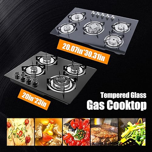 Miniatura 4 de Estufa de gas de 23 pulgadas, 4 quemadores, estufa integrada de vidrio templado LPGNG, placa de cocina de gas, hogar, cocina, cocina, cocina,