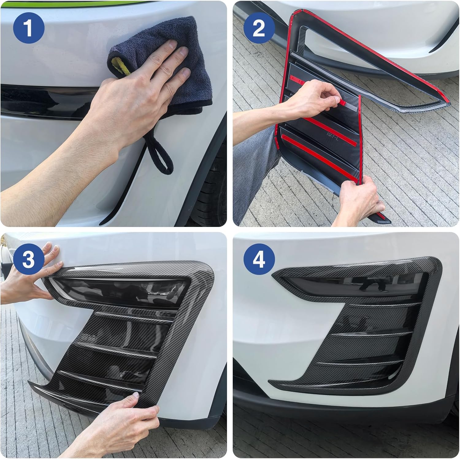 for Tesla Model Y Juniper 2025-2026 Front Fog Light Cover Trim Eyebrow Frame Decorative Accessories(Glossy Carbon Fiber Pattern)