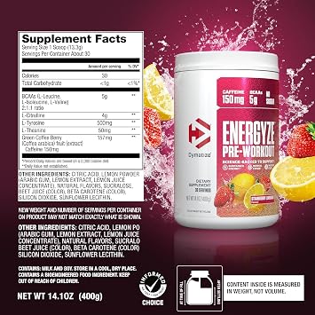 Bundle of Dymatize Energyze Pre Workout Powder and Creatine Monohydrate Combo for Training and Recovery