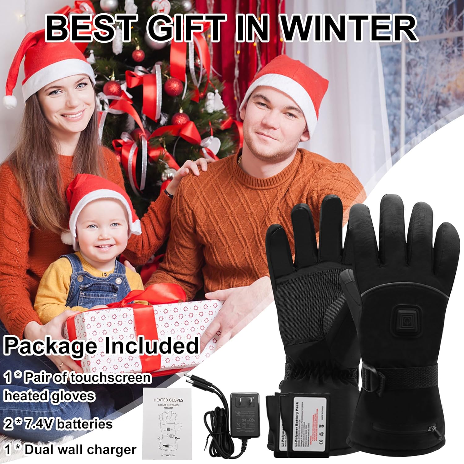 MMlove Heated Gloves, Waterproof Touchscreen Rechargeable Heated Gloves for Men Women, Battery Powered Outdoor Hand Warmers for Motorcycling Camping Fishing Skiing - Image 7