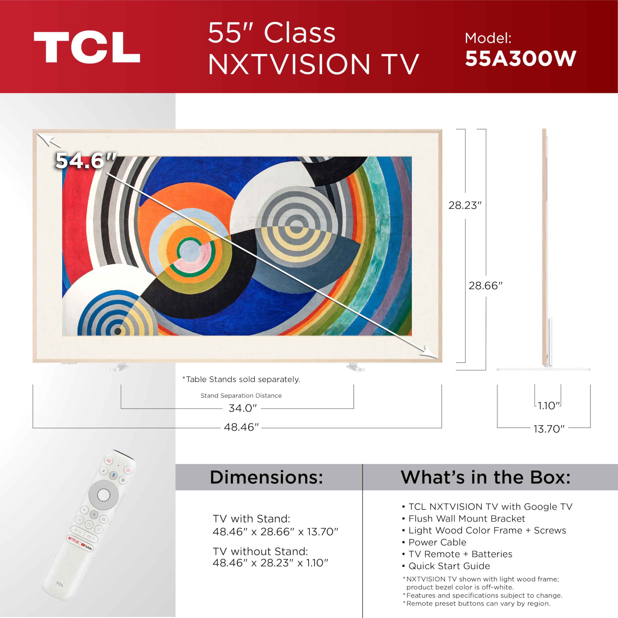 Amazon | TCL 55インチ クラス QLED 4K スマート NXTFrame TV (55A300W