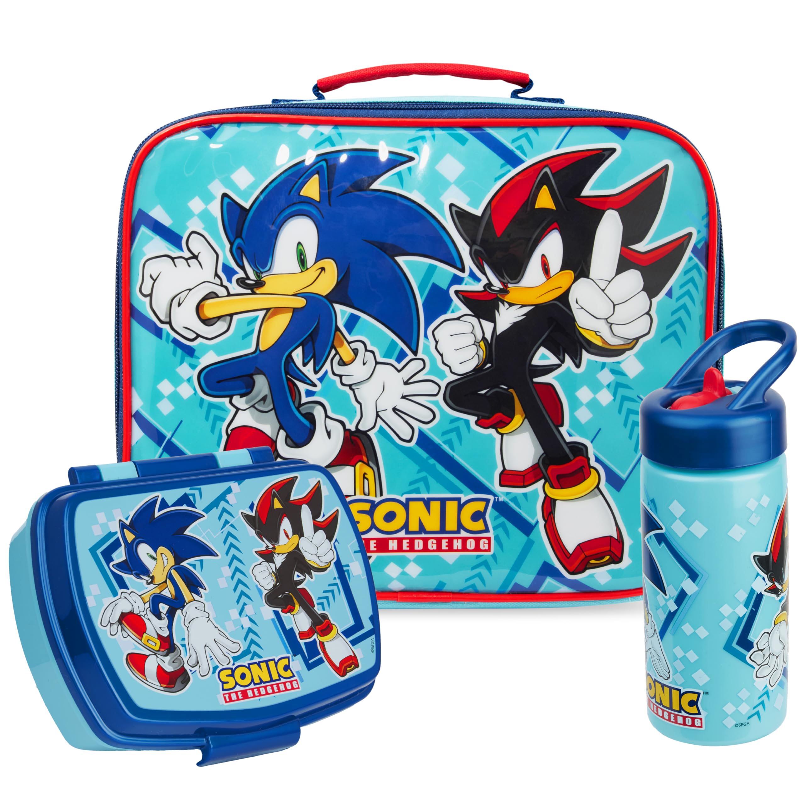 Get Trend Sonic THE Hedgehog Insulated Lunch Bag Set for Kids, 3 Pcs BPA Free Lunch Box 420ml Water Bottle with Straw & Food Bag, Travel, Picnic, Nursery & School Supplies (Multi Sonic)