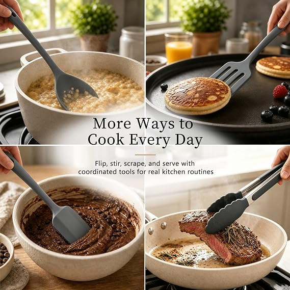 Silicone Cooking Utensil Set,22F to 446F Heat Resistant