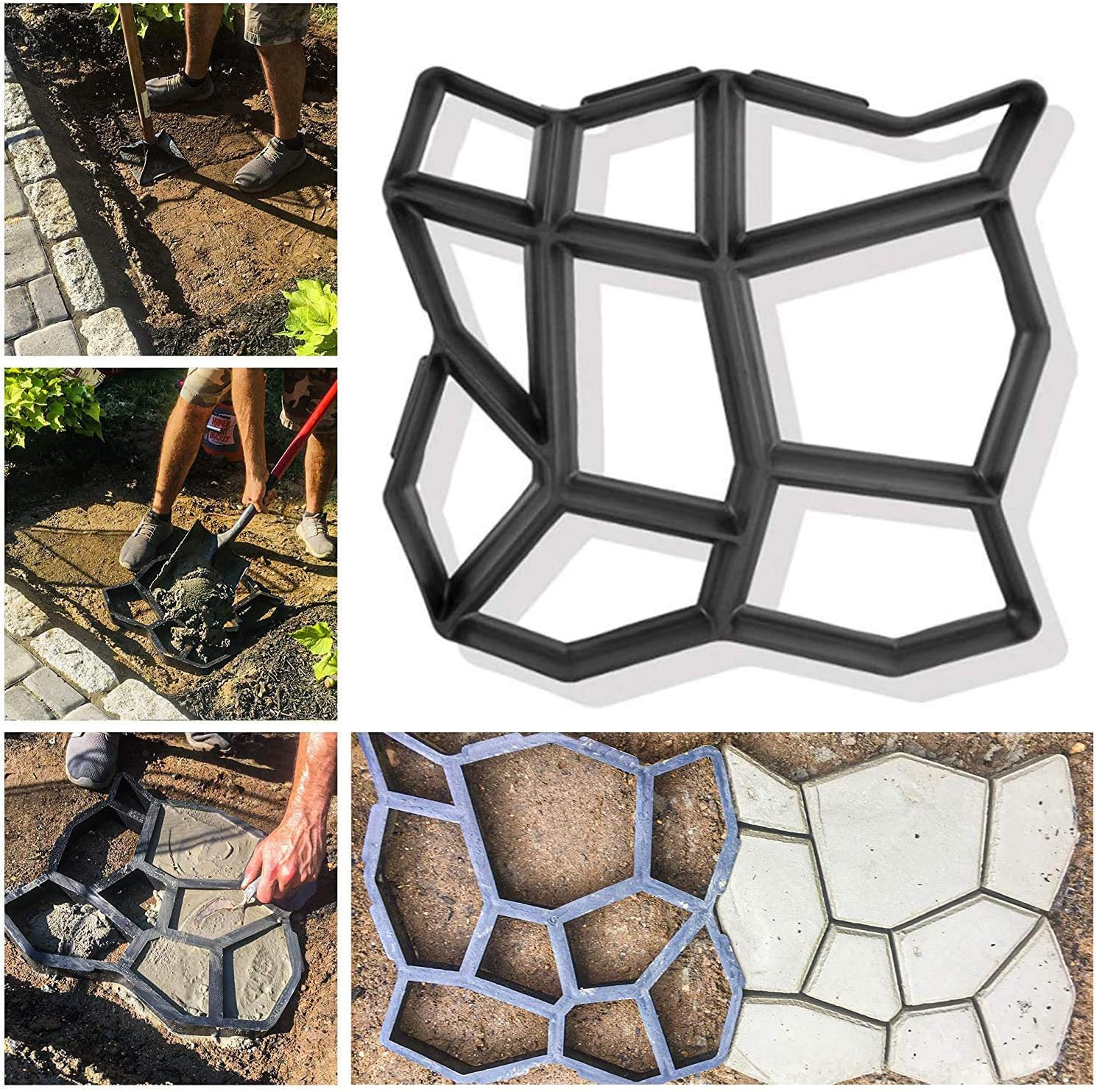 MCHERRY DIY Walk Maker Concrete Molds, Pathmate Stone Mold Paving Pavement Concrete Mould Stepping Stone Paver Walk Way Paving Moulds for Garden, Patio, Yard (13.7"x13.7"x1.5")