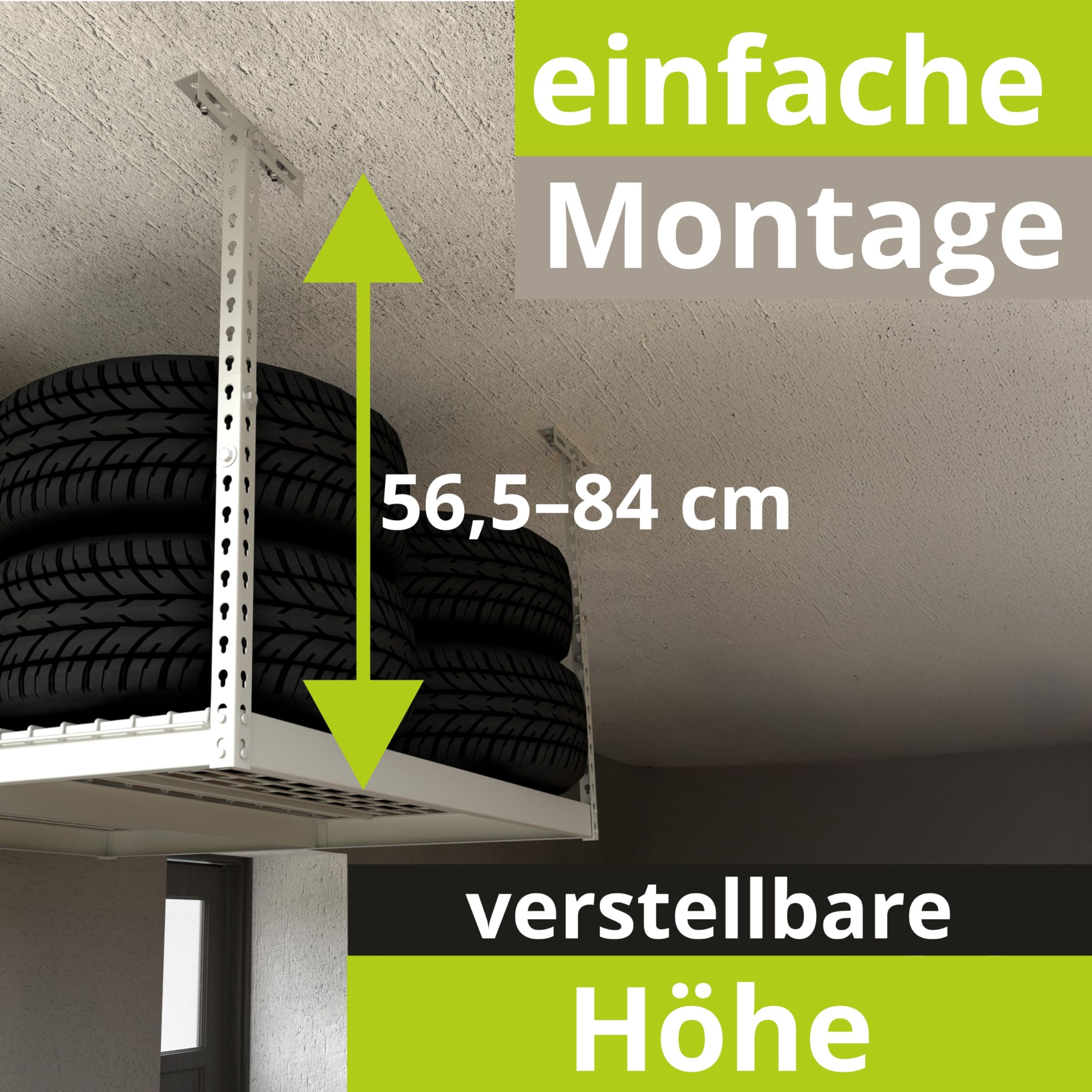Velano Regal deckenhalterung - Hängeregal Decke - Werkstatt Schrank Metall 60x122 - Reifenregal - Schwerlastregal - Garage - Kellerregal - Lagerregal - Shelf - Regalbrett - Werkstatt Aufhängung Decke