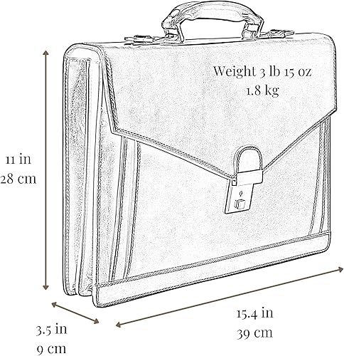 Miniatura 8 de Time Resistance Leather Briefcase for Men - Business Laptop Bag - Italian Handmade Leather Bag - Attache - Gift Box Included