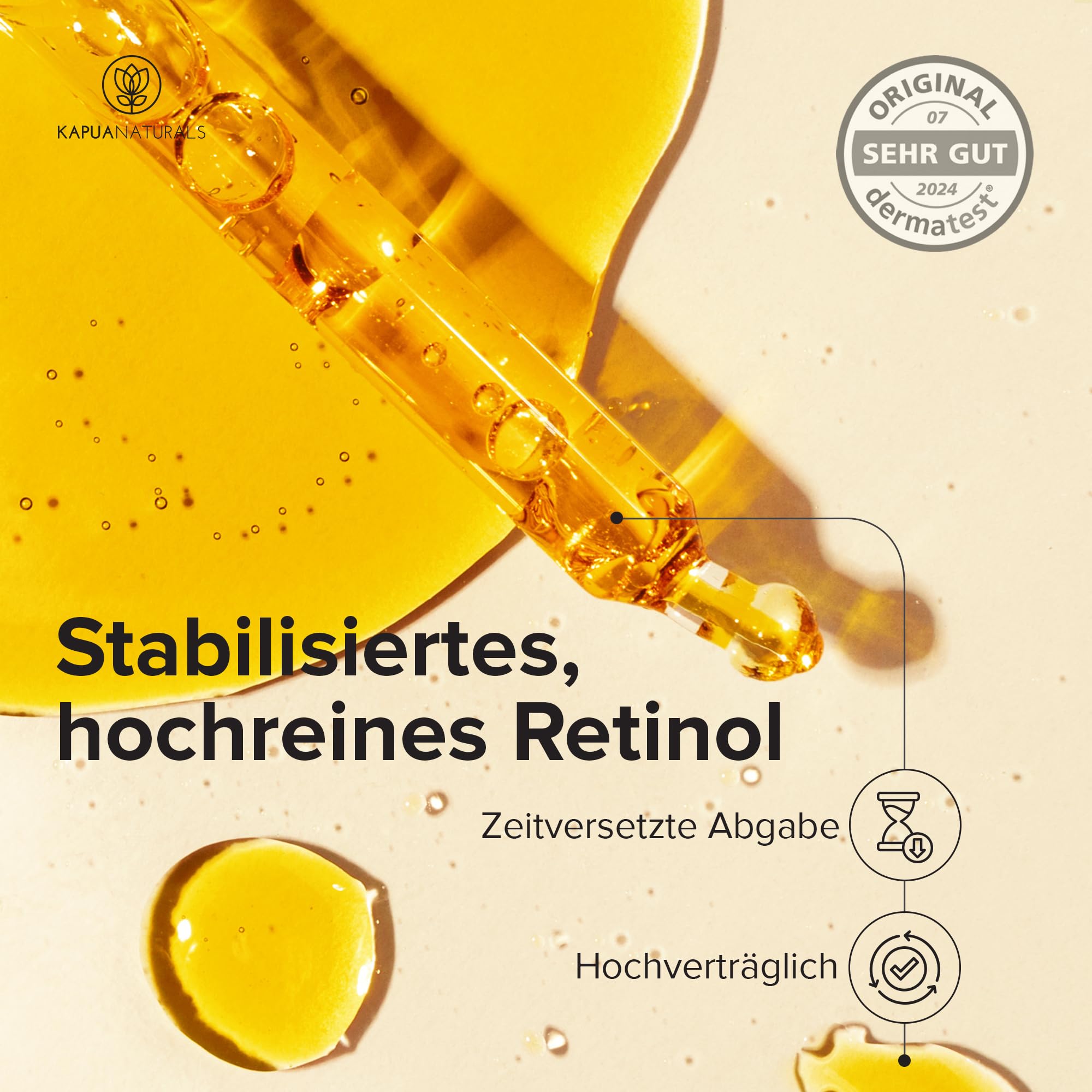 BIO Retinol Serum hochdosiert 100ml • Retinol 5-Fach-Komplex +Hyaluron +Vitamin C ✓ Vegan & BIO ✓ hochwirksam verkapseltes Retinol für strahlende & reine Haut ohne Pickel ✓ Anti Aging Made in Germany