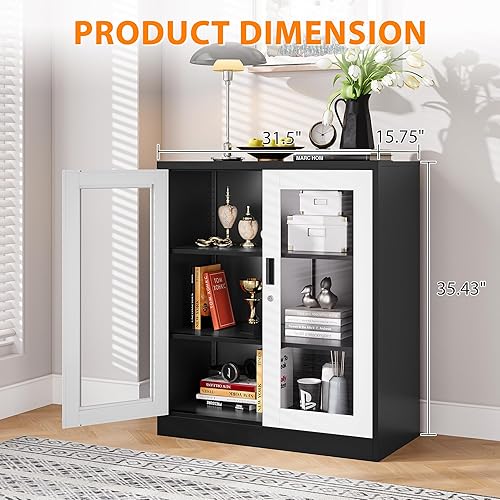 Miniatura 97 de Armario de almacenamiento de metal para garaje, armario de herramientas blanco de 72 pulgadas de alto con puertas con cerradura y 5 estantes