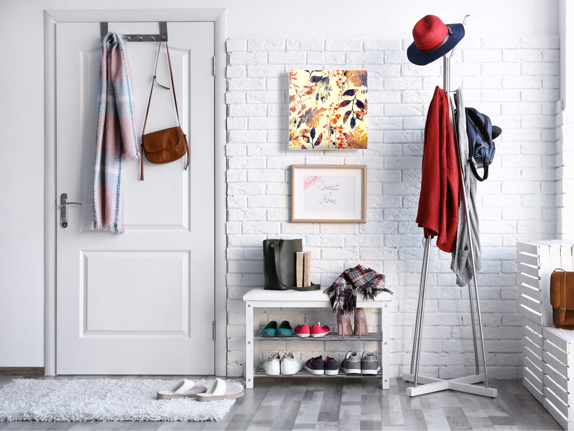 Concept Crystal Decorative Key Storage Cabinet with Glass White Board K08 Flowers and Leaves