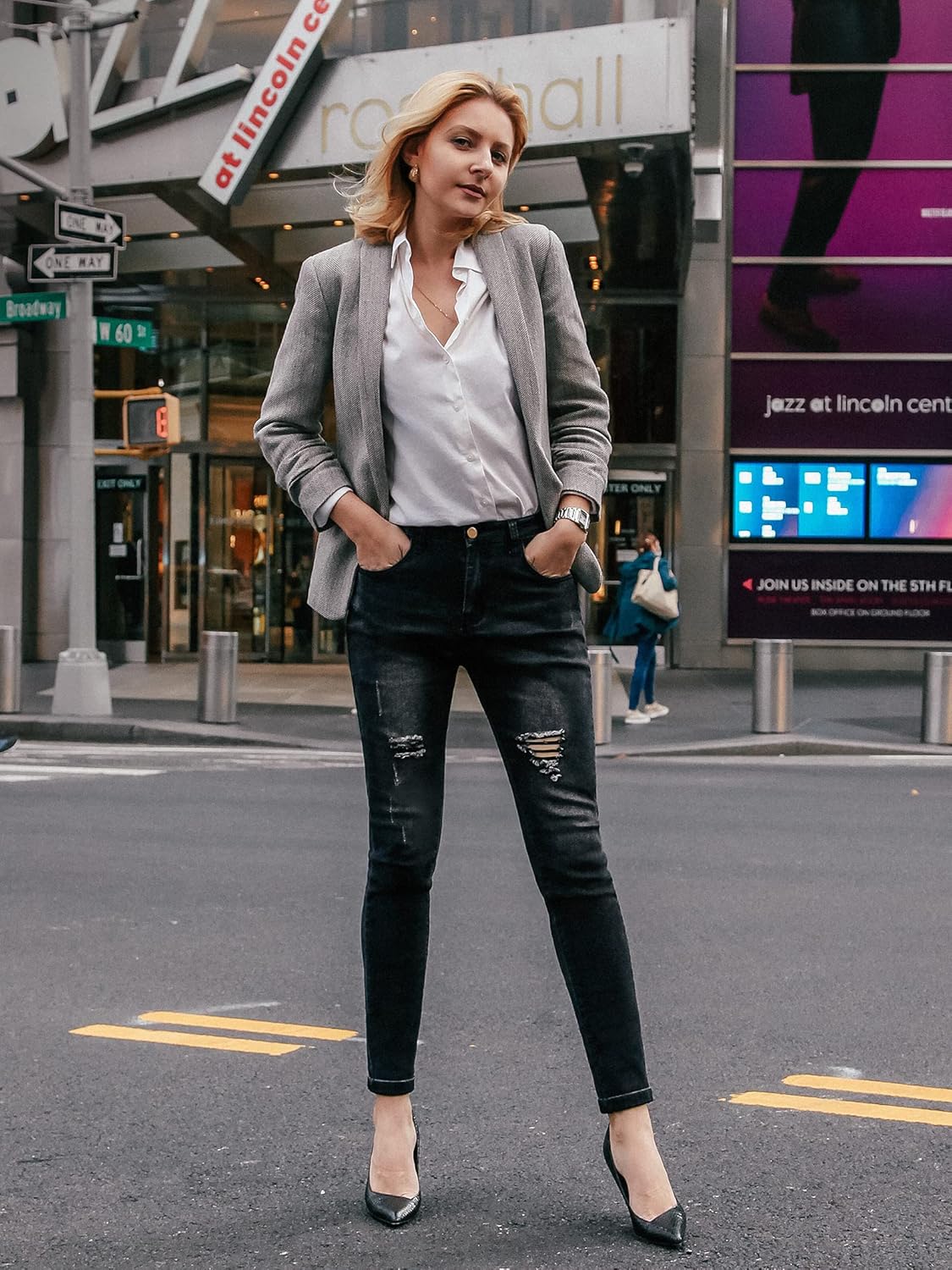 roswear Women's Ripped Skinny Curvy Jeans Distressed Stretch Ankle Denim Pants - Image 4