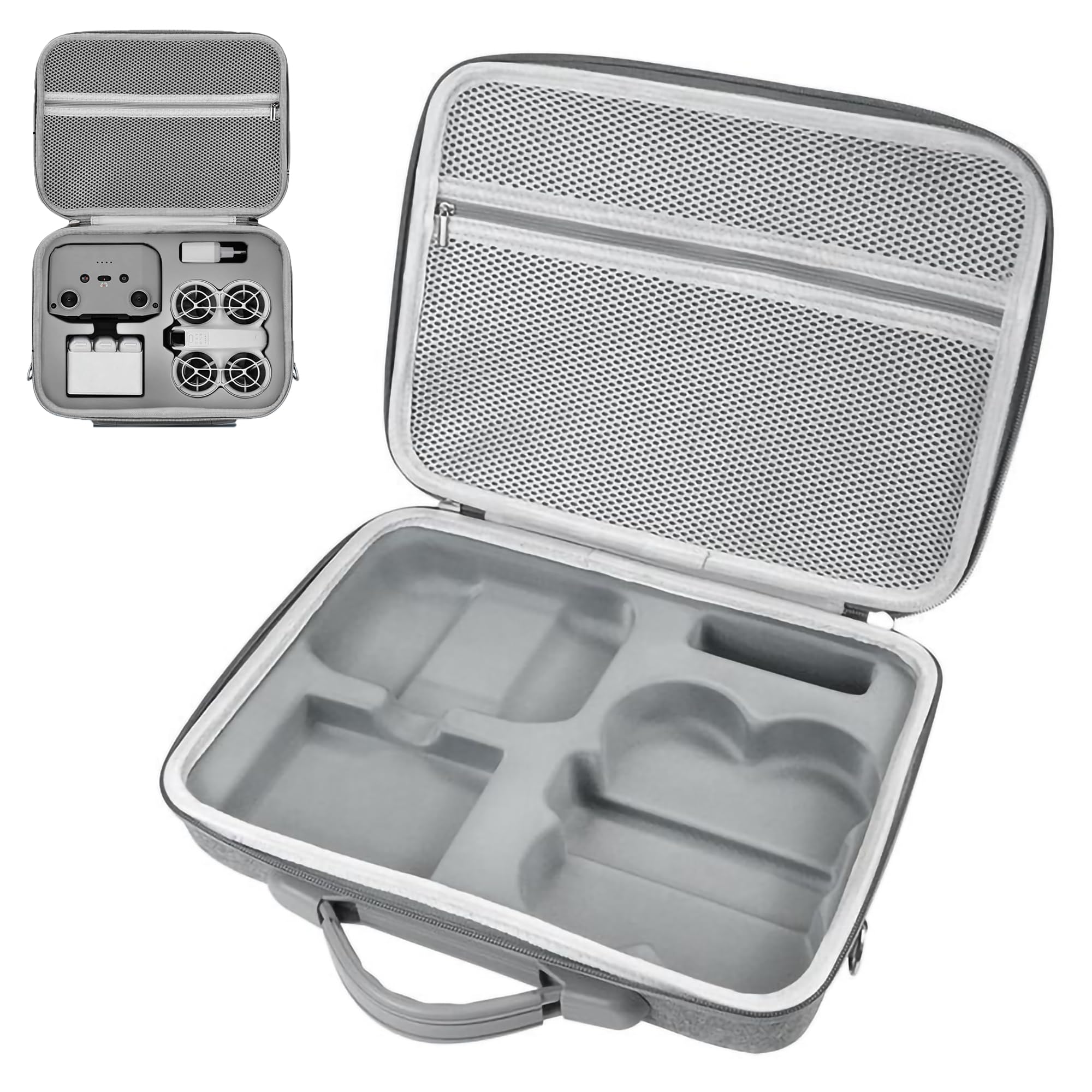 Sounce Hard Shell Carrying Case for Neo Drone – Premium PU Travel Storage Bag Compatible with Neo Drone, RC-N3 Remote Controller, Neo Intelligent Flight Batteries, Grey-image-5