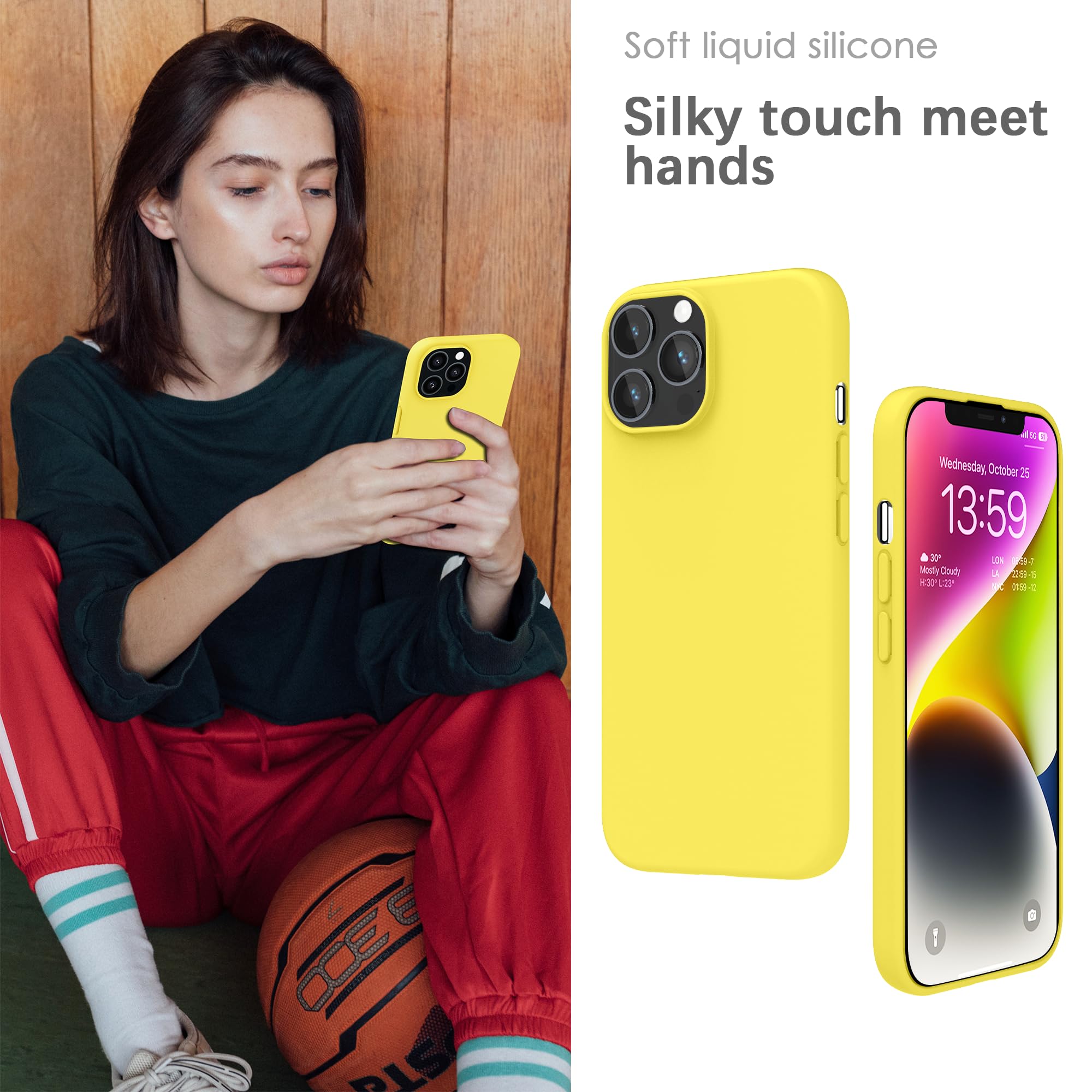 YATWIN Silicone Case for iPhone 13 Pro, Soft-Touch, Shockproof, DustProof - Image 4