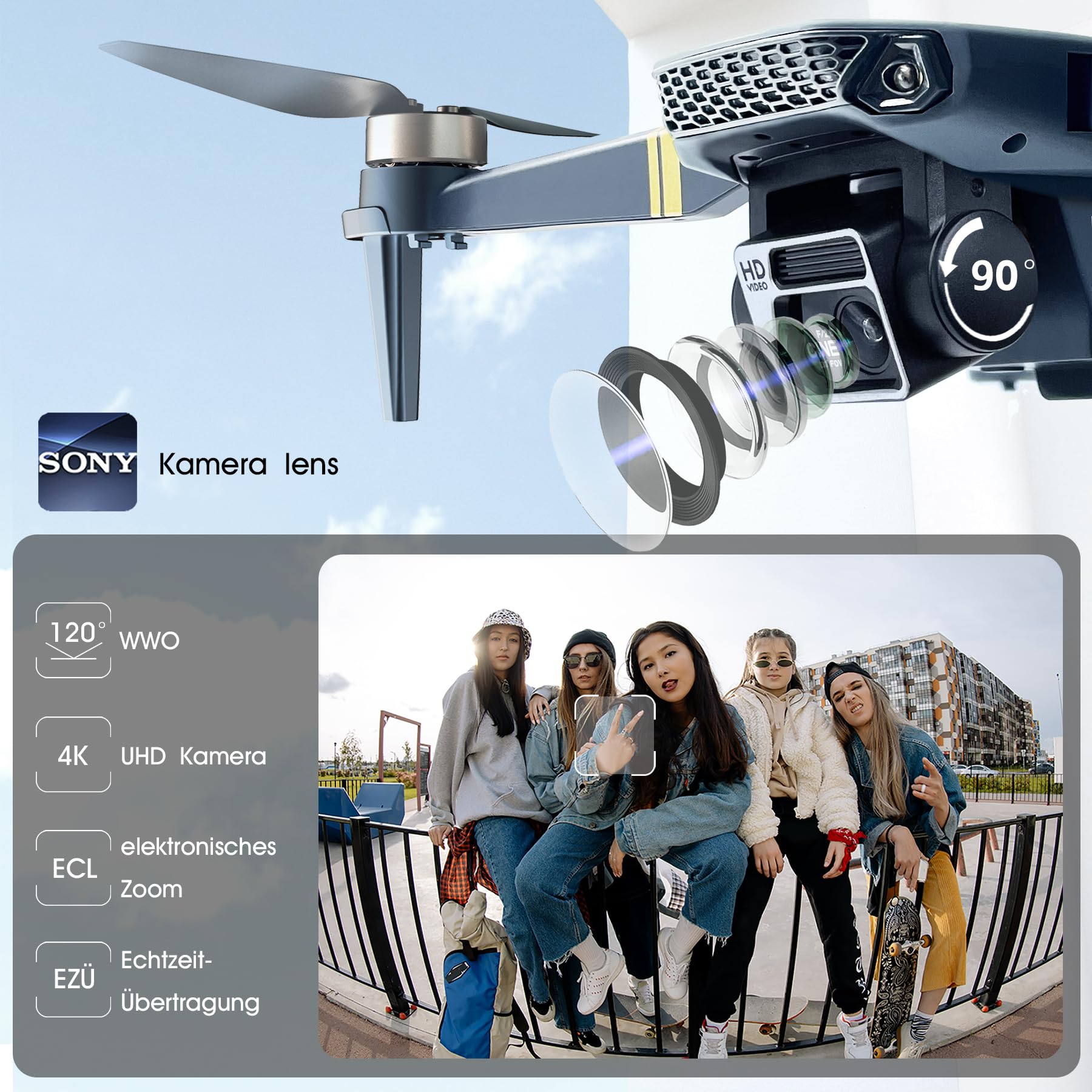 Dauerhafter bürstenloser Motor-Drohne mit 84 Minuten super langer Flugzeit, Drohne mit 4K HD-Kamera für Anfänger, CHUBORY A77 WiFi FPV Quadcopter, Automatisches Folgen, Auto-Hover, A77-DE-250331-5