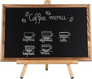MyGift 18-Inch Burnt Wood Erasble Chalkboard Sign with A-Frame Easel Sta...