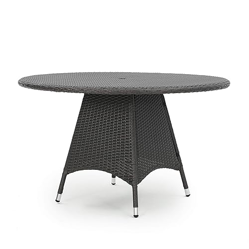 Corsica Wicker Round Dining Table, Grey