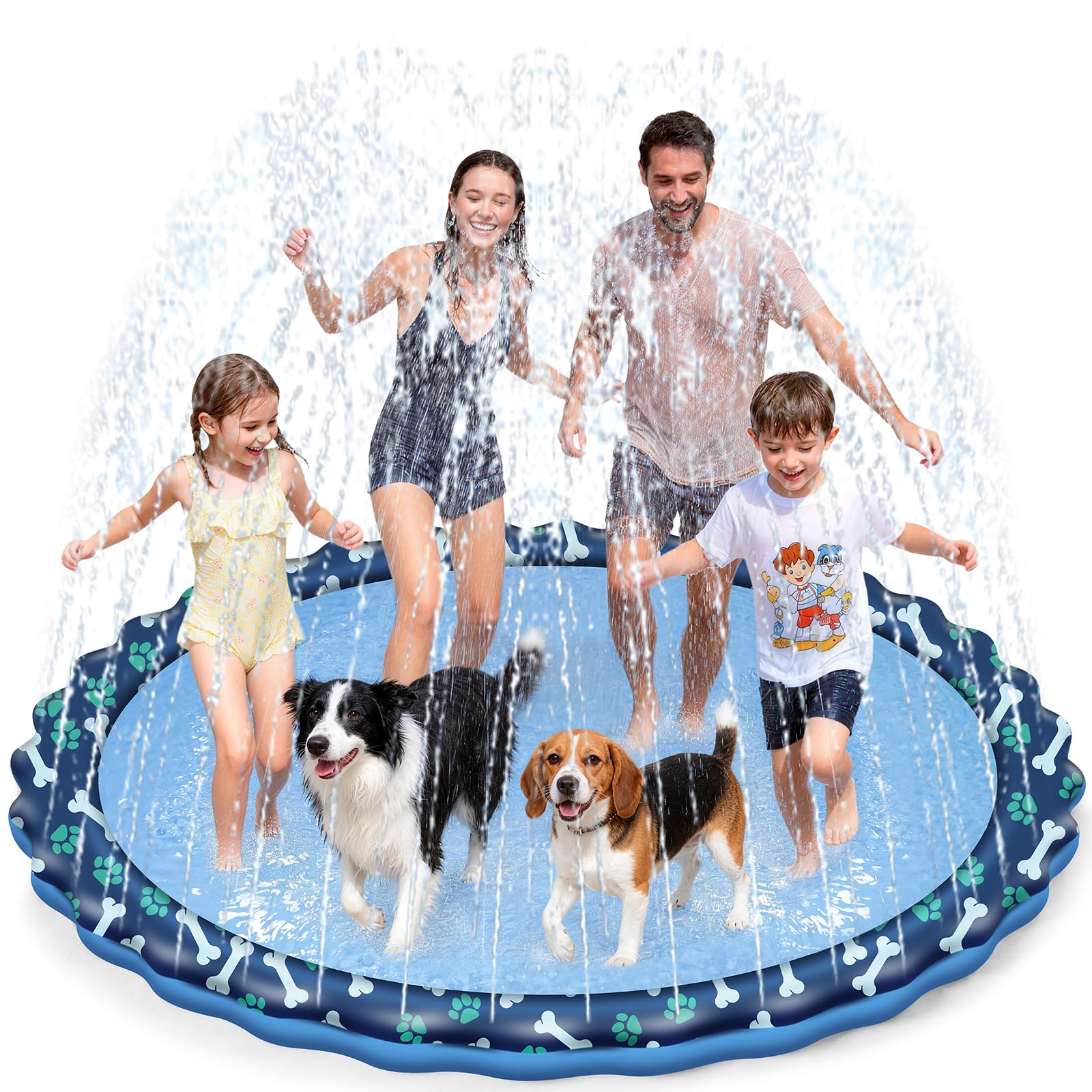 HaoVrisn 200CM Giochi da Giardino per Bambini Splash Pad, Tappetino per Bambini Giochi Acqua Bambini, Antiscivolo e Fondo in PVC Addensato (200CM)