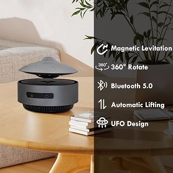 UFO Magnetic Levitation Bluetooth Speaker, Playing Music & Automatic Floating in The Air, HiFi Speaker with Bluetooth 5.0, 3D Sound, Cool Tech Gadgets for Men, Unique Gifts for Home Office Decor
