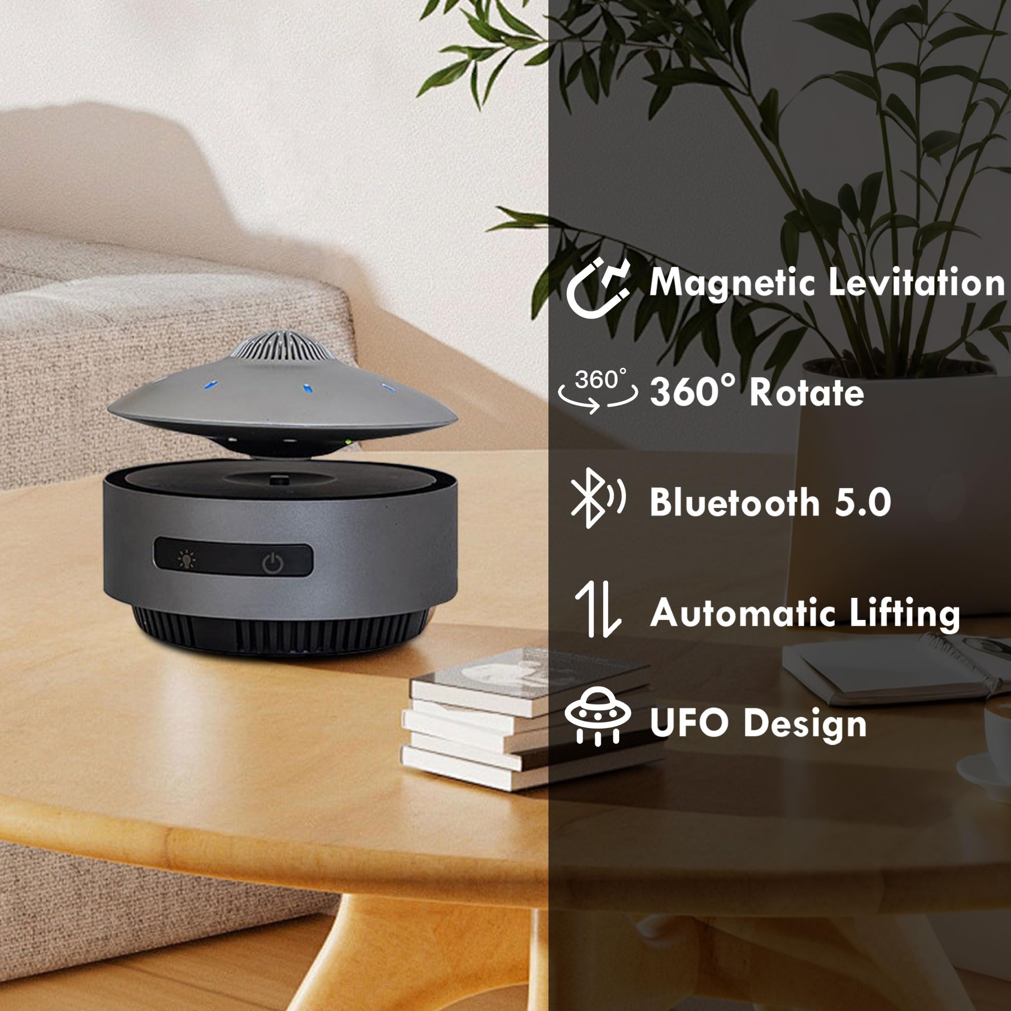 UFO Altoparlante Bluetooth, riproduzione di musica e fluttuante automatico in aria, altoparlante HiFi con Bluetooth 5.0, suono 3D, decorazione a levitazione magnetica, gadget cool tech per uomini