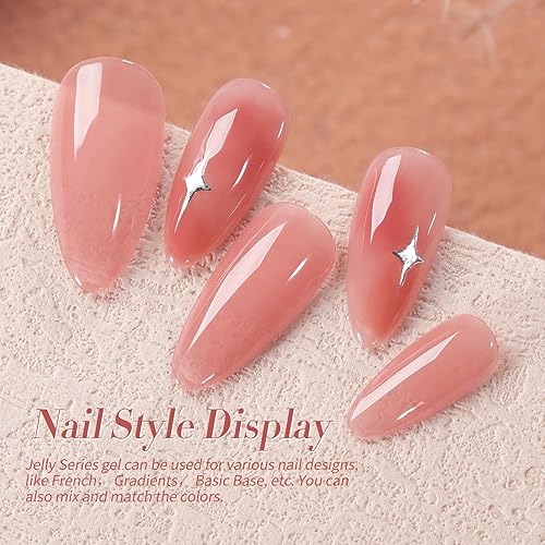 Miniatura 3 de Born Pretty Jelly Nude Pink Gel Nail Polish Red Burgundy Blood Wine Red Valentine's Day Gel Polish Sheer Transparent Gel Polish Kit Wild Rose for