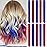 LADYAMZ Colored Hair Extensions 10 PCS, Colorful Christmas Party Highlights Clip in Synthetic Hair Extensions, Red and Blue Hair Accessories Hairpiece for Girl Women Party Favor Cosplay Gift 22 In