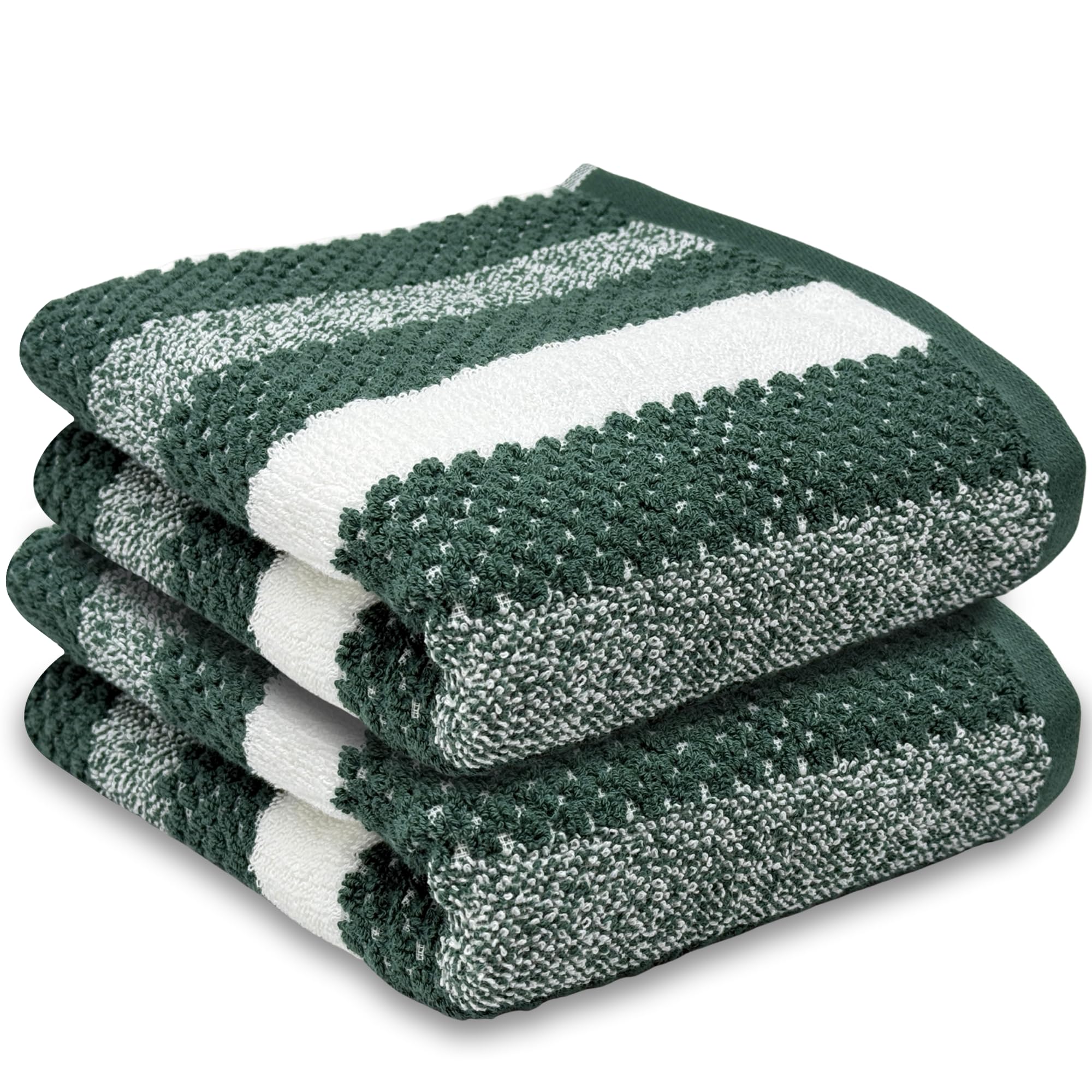 Towelogy® Quick Dry Patterned Hand Towels for Bathroom, Green, 80x50cm
