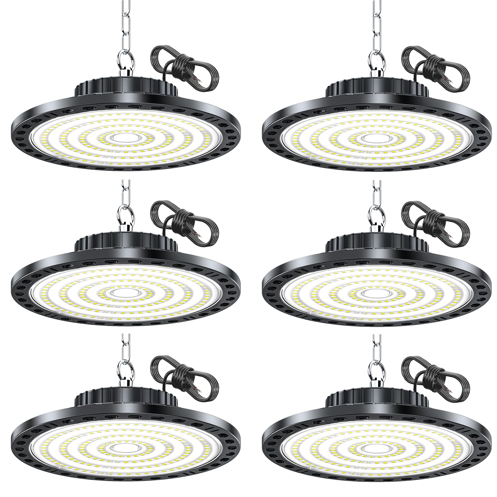 HAPYLUMI LED Hallenstrahler 100W 10000lm, 6 Stücke Hallenbel