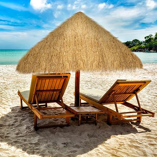 Miniatura 5 de Nuenen Rollo de paja sintética para techo de paja mexicana, artificial, ignífugo, palapa, decoración para techos de bares, cabañas, patios,