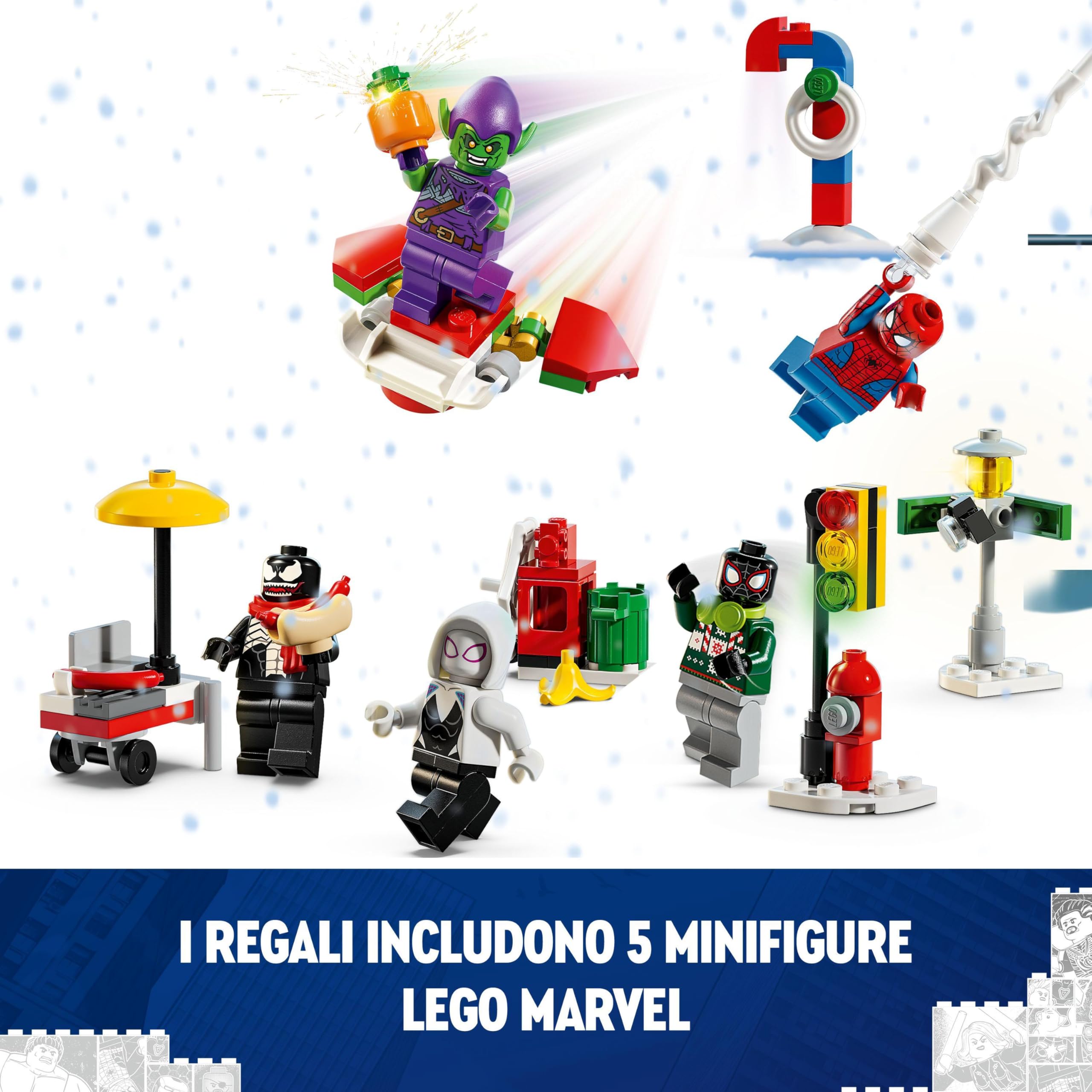 LEGO Marvel Calendario dell’Avvento 2024 Spider-Man, Giocattolo con Minifigure dei Supereroi e Modellini da Costruire, Gioco di Ruolo per Bambini e Bambine da 7 Anni in su, Idea Regalo di Natale 76293