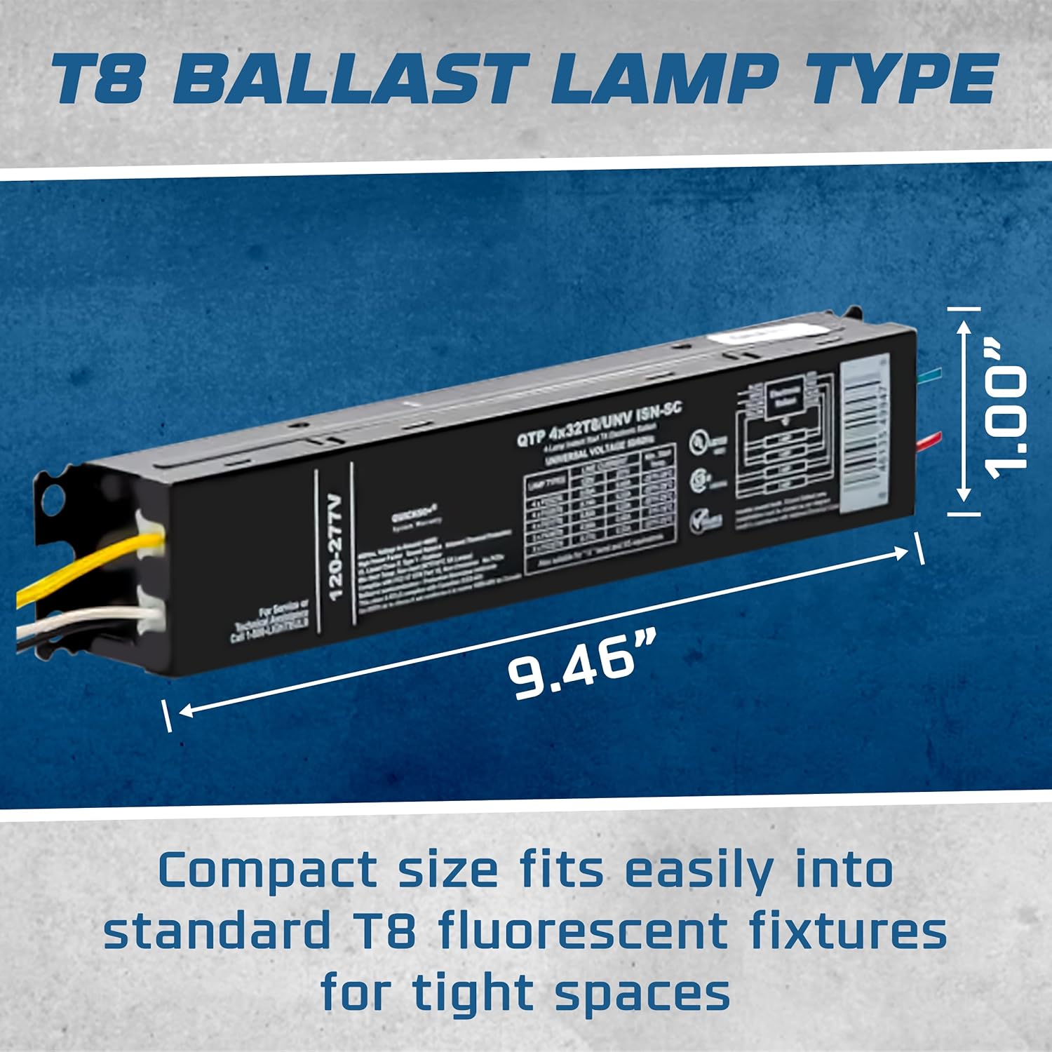OHLECTRIC 10 Pack - Replacement for Sylvania Ballast QTP4X32T8/UNV ISN-SC, Philips ICN-4P32-N, Keystone KTEB-432-UV-IS-N-P, for 4 Fluorescent T8 Lamps - 120-277V - 32 Watt