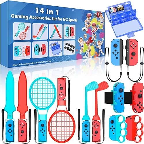 Switch Sports Accessories - Paquete de accesorios deportivos 14 en 1 para Nintendo SwitchOLED Sports, kit de accesorios familiares compatible con