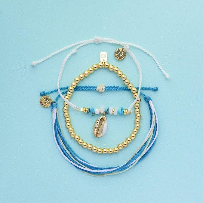 Pura Vida Bracelet Isla Bracelet Stack, Includes 3 Stackable Bracelets for Women
