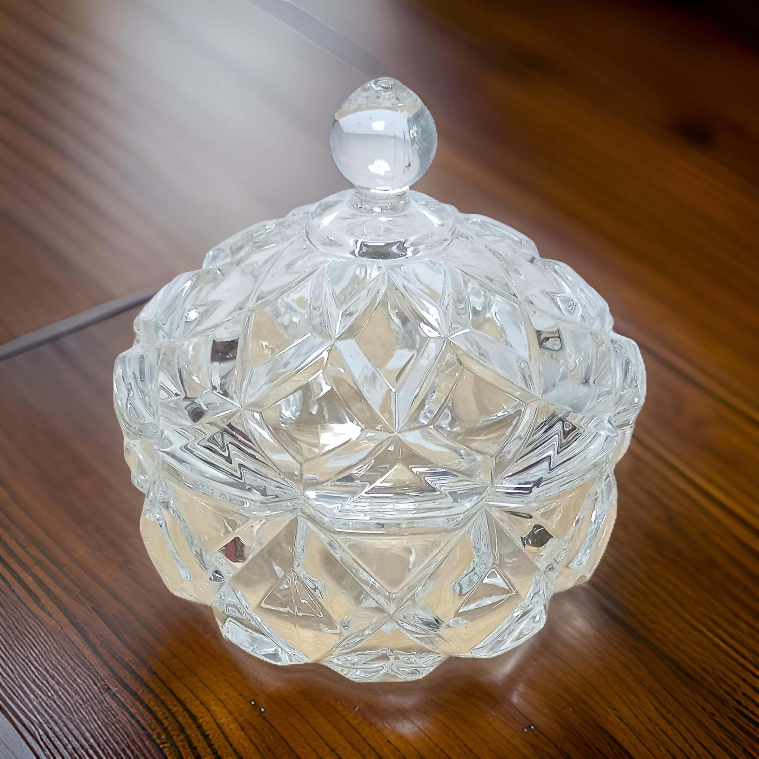 Glass Candy Bowl with Domed Lid, Sugar Bowl