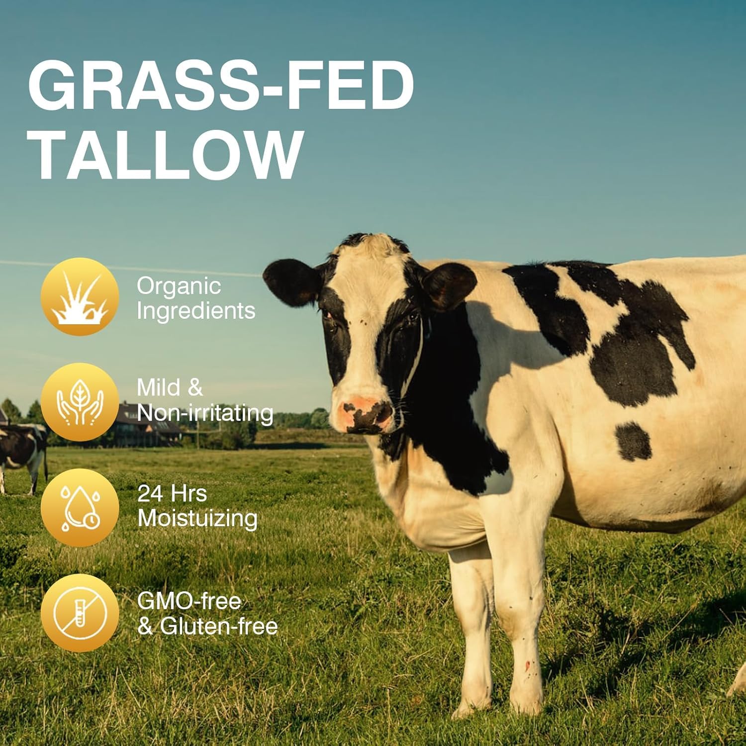 Beef Tallow, Beef Tallow for Skin, Beef Tallow Moisturizer, Beef Tallow Balm for Face Moisturizer Grass Fed for All Purpose Balm, Natural Beef Tallow Lotion for Skin Care 7.5oz