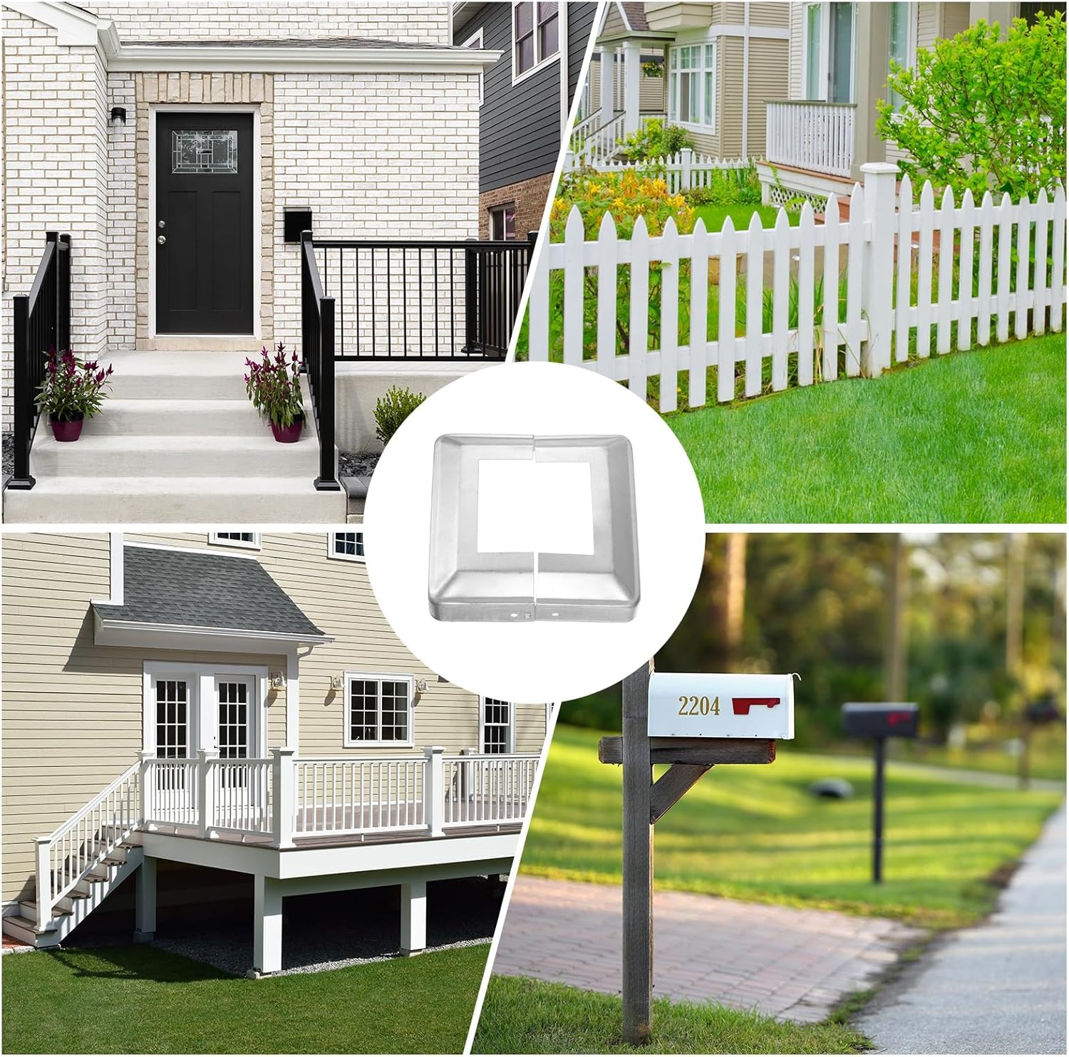 uxcell 12Pcs Post Base Cover, 6"x6" (Internal Size 3.25"x3.25") Metal Split Style Post Skirt, Porch Column Wrap for Post Fence Deck Cable Railing Baluster Stair Rails, Silver