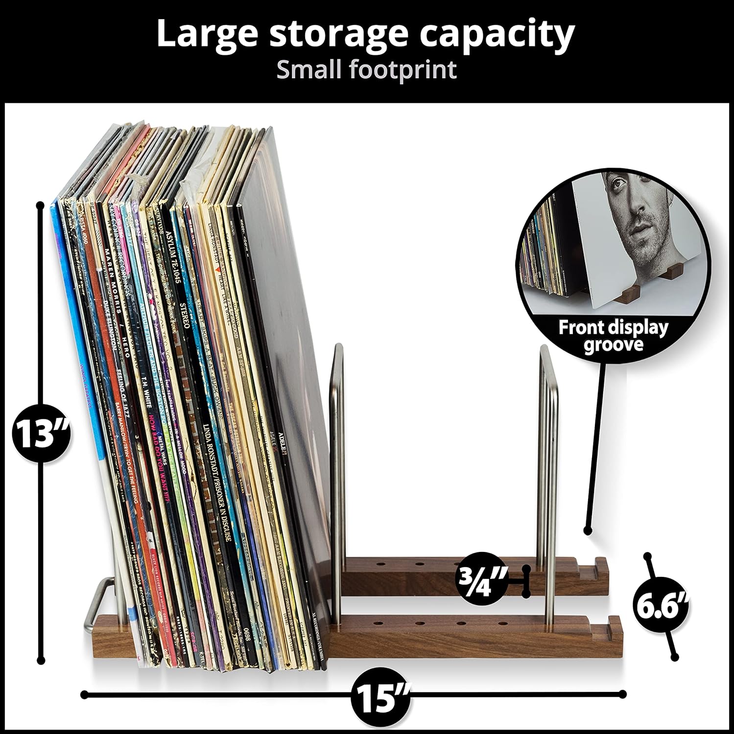 Optage Audio Record Collection Holder, 75 LP Solid Walnut Vinyl Record Storage with Now Playing Vinyl Record Stand, for Record Storage, Record Holder, Vinyl Record Holder, Vinyl Storage & Vinyl Stand : Electronics