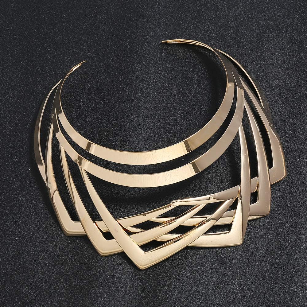 Gold Silver Choker Necklace for Women Men African Jewelry Necklace Statement Necklace Choker Collar Bib Gold Costume Jewelry Accessories Christmas Gift