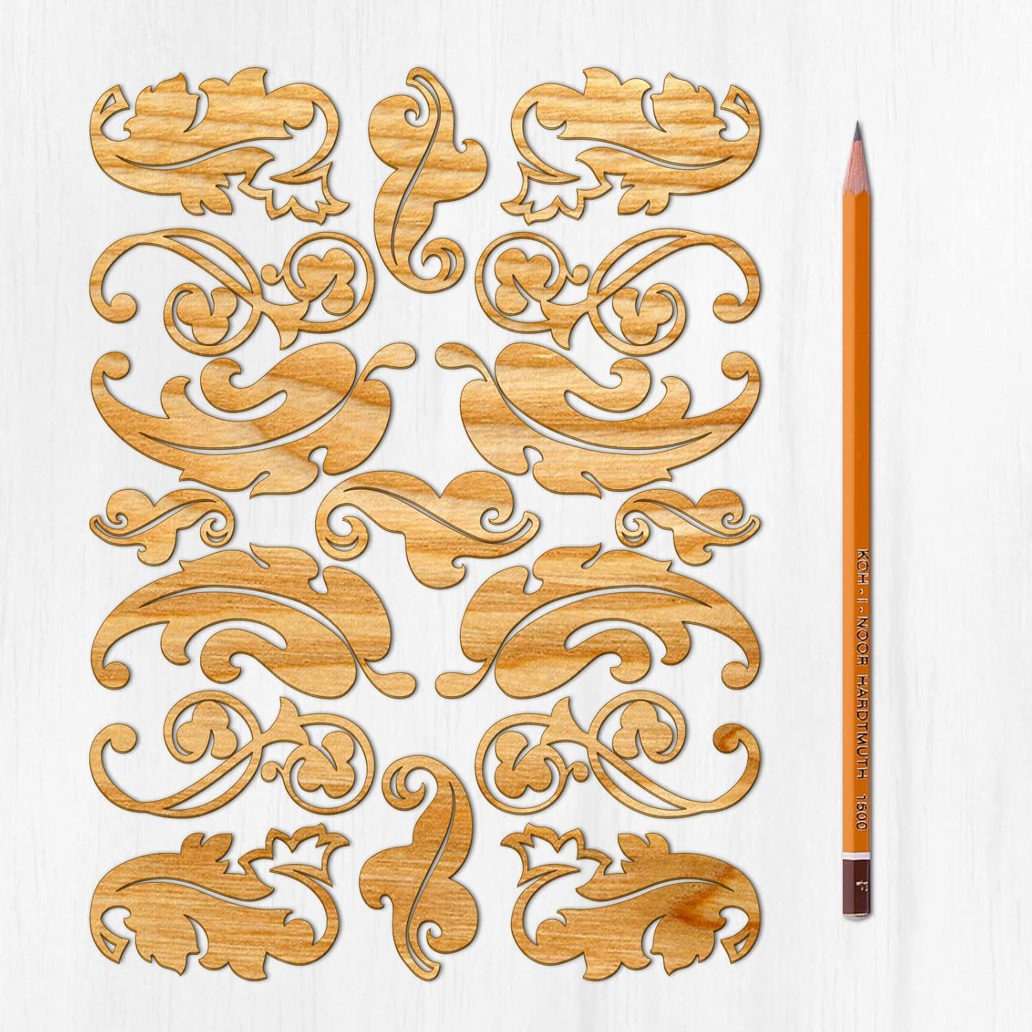 Ajoure Fine Lasercut Embelishments # Art Deco Leaves Flourishes Floral Pattern Border Vintage Veneer Wooden Chipboard Plywood Silhouette for Craft