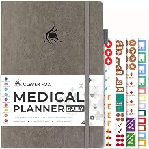 Clever Fox Medical Planner Daily Health Diary Notebook, Wellness Journal & Self-Care Logbook, Lasts 3 Months, 7x10.5 Gray